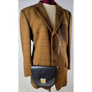 Vintage Disser West Germany Leather Crossbody Bag Navy Key Lock Purse